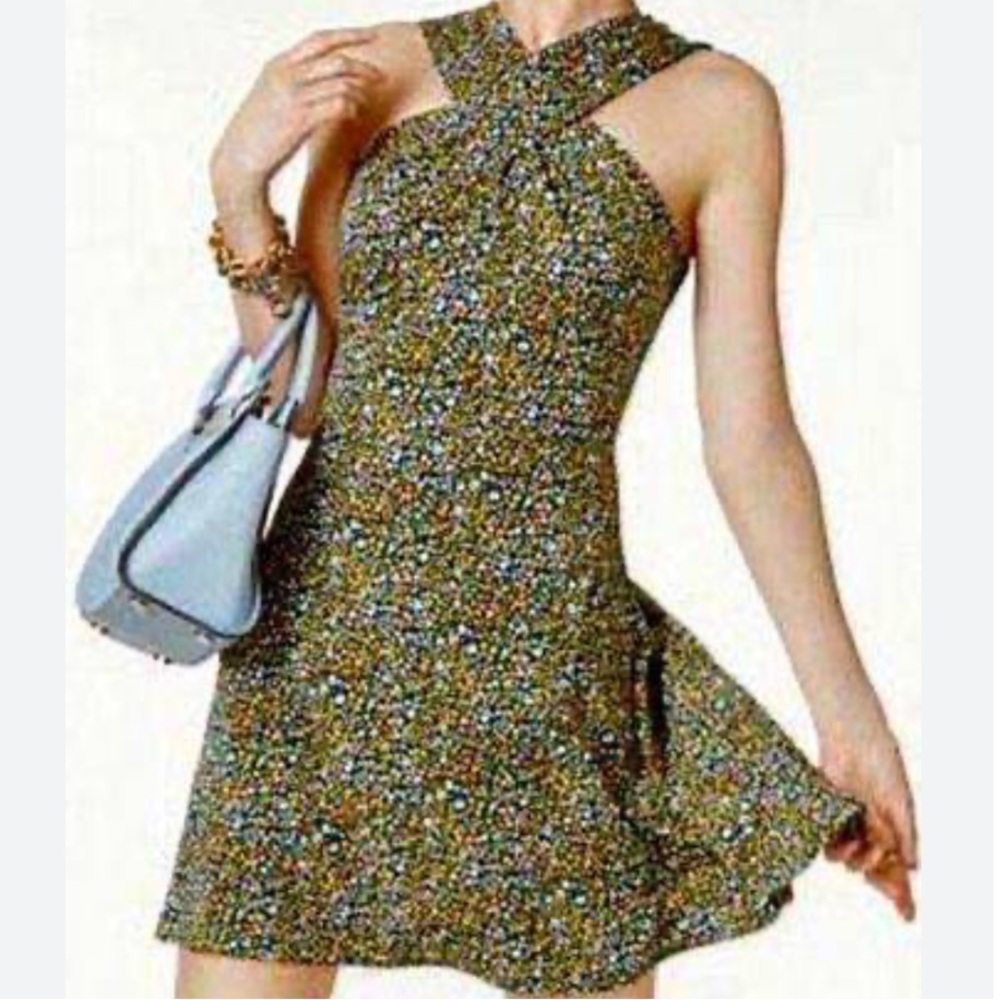 Michael Michael Kors Quinn Cross Neck Sleeveless Floral Print Dress S EUC